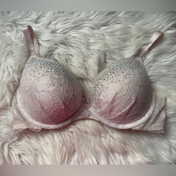 VICTORIA Secret preowned sexy lace rhinestone push up bra size 36c - Picture 2 of 7